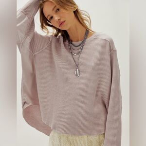 Free People One Blake Thermal Purpley Taupe Size Small